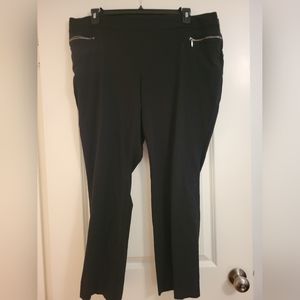 3x Black dress slacks. Straight leg. Front zipper pockets.